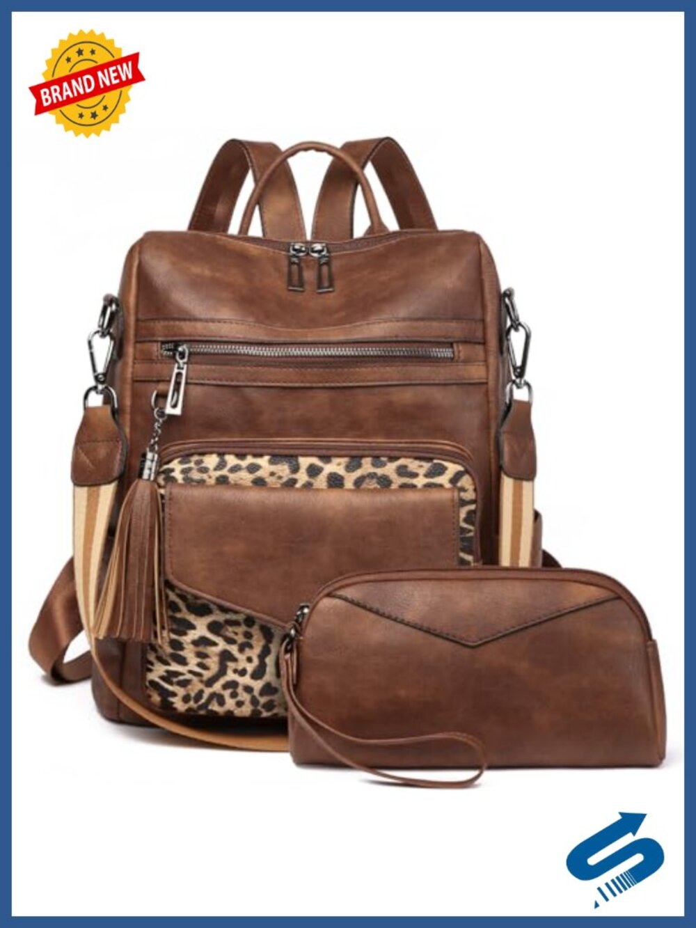 PU Leather Backpack Purse Convertible Shoulder Bag Wristlet Travel